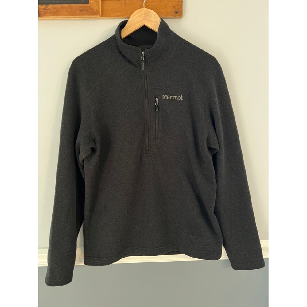 Marmot 1/4 Zip Fleece Pullover Men's M Gray Black Outdoor Hiking Jacket